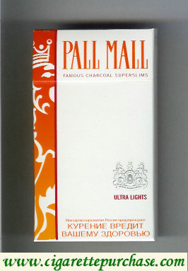 Pall Mall Famous Charcoal Superslims Ultra Lights 100s cigarettes hard box